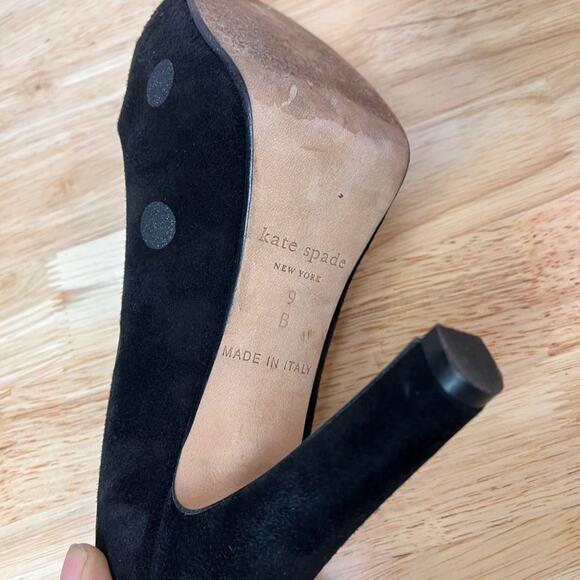 Kate Spade NY Heels Womens 9B Black Pumps Suede Shimmer Polka Dot Italy Made - Picture 7 of 11